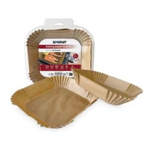 SCANPART Backpapier für Heißluftfritteusen 16x16 cm (100 Stück)