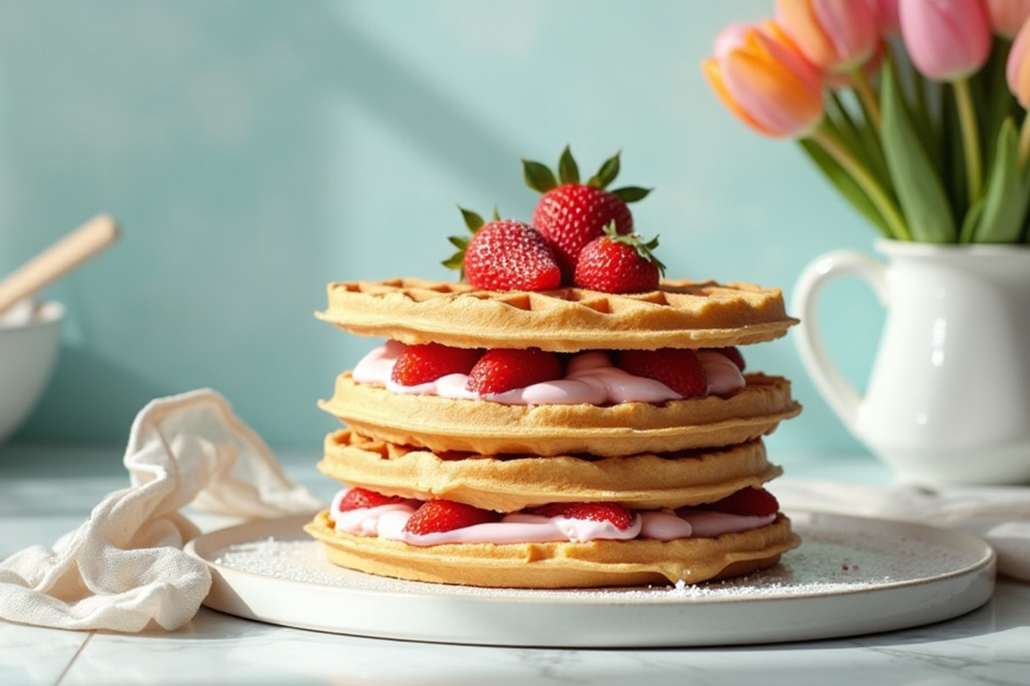 Waffeltorte zum Muttertag mit dem Caso Waffeleisen