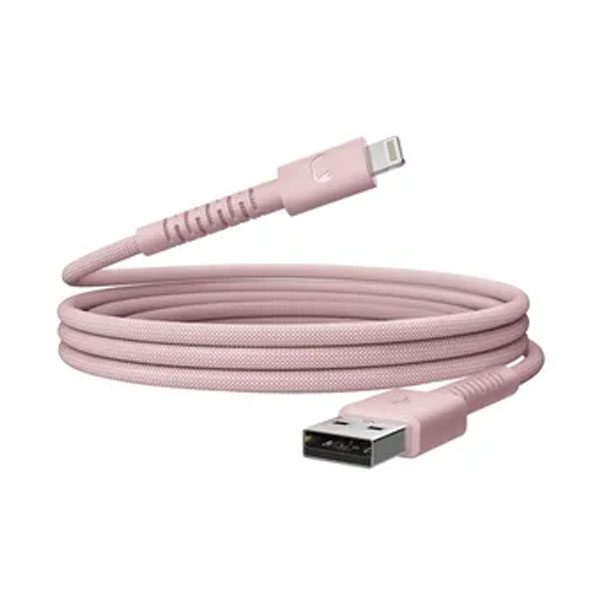 FRESH 'N REBEL USB-A zu Lightning silicone geflochtenes Kabel "FlexWave" 2m, Pastel Pink