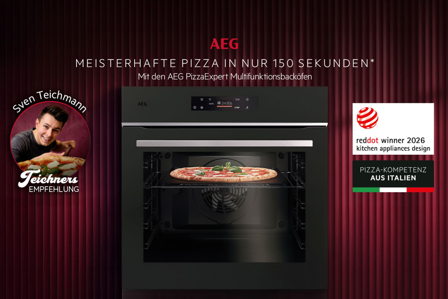 AEG EX74PPV1B PizzaExpert Backofen im Test – Pizza in 150 Sekunden erleben | Live mit Sven Teichmann in Nürnberg © AEG
