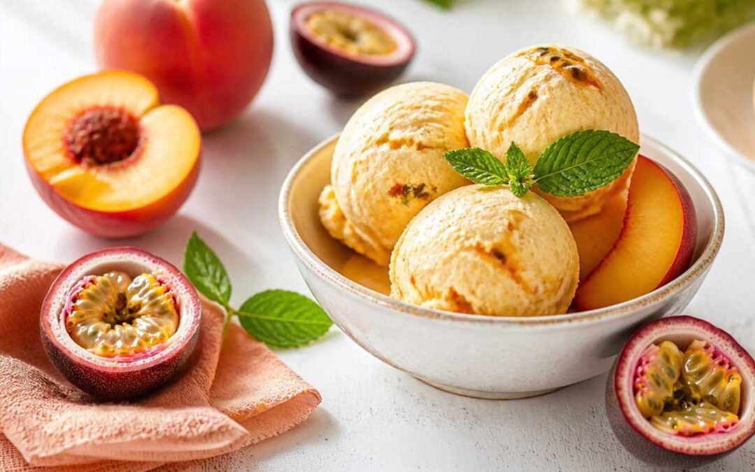 Pfir­sich-Mara­cu­ja-Eis im Sole­ro Style aus der Nin­ja Creami